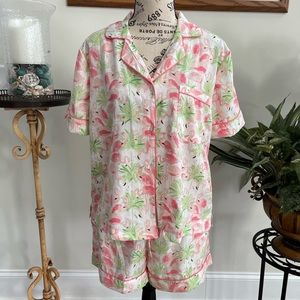Cynthia Rowley Flamingo sleepwear size medium top and shorts adorable EUC